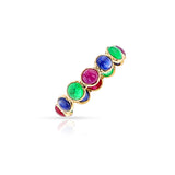 Ruby Emerald Sapphire Cabochon Band, 18K