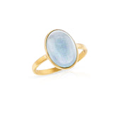 Aquamarine Matte Finish Statement Ring, 18K
