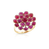 Ruby Cabochon Cluster Cocktail Floral Ring, 18k