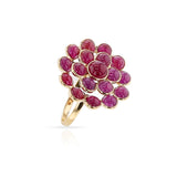 Ruby Cabochon Cluster Cocktail Floral Ring, 18k
