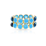 Double Blue Topaz Cabochon Band, 18K
