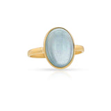 Aquamarine Matte Finish Statement Ring, 18K