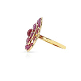Ruby Cabochon Cluster Cocktail Floral Ring, 18k