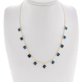 Kite Shape London Blue Topaz Drop Necklace, 18k
