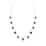 Kite Shape London Blue Topaz Drop Necklace, 18k