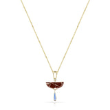 Red and Blue Enamel and Gold Lining Kintsugi Pendant Necklace, 14k