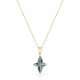Blue and Green Enamel and Gold Lining Kintsugi Pendant Necklace, 18k