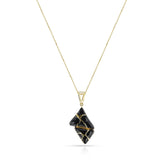Two Triangle Black Enamel and Gold Lining Kintsugi Pendant Necklace, 14K