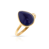 Pear Cabochon Iolite Matte Finish Statement Ring, 18K