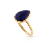 Pear Cabochon Iolite Matte Finish Statement Ring, 18K
