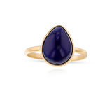 Pear Cabochon Iolite Matte Finish Statement Ring, 18K
