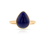 Pear Cabochon Iolite Matte Finish Statement Ring, 18K