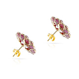 Ruby Cabochon Floral Cocktail Earrings, 18K