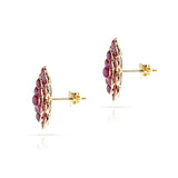 Ruby Cabochon Floral Cocktail Earrings, 18K