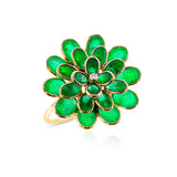 Emerald and Diamond Floral Cocktail Ring, 18K