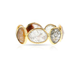 Multi-Rutilated Quartz Rose Cut Band, 14k