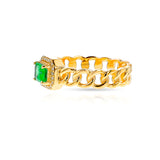 Emerald and Diamond Rope Style Band Ring, 14k