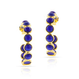 Round Lapis Cabochon Hoops, 14k