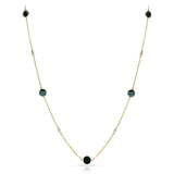 Blue Diamond Slice with Diamond Rose Cut Necklace, 14k