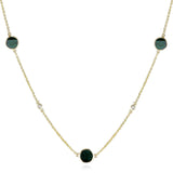 Blue Diamond Slice with Diamond Rose Cut Necklace, 14k