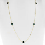 Blue Diamond Slice with Diamond Rose Cut Necklace, 14k