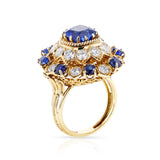 Vourakis Certified Unheated Sapphire and Diamond Earrings, Brooch, and Ring Suite 18k