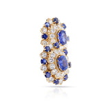 Vourakis Certified Unheated Sapphire and Diamond Earrings, Brooch, and Ring Suite 18k