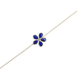Floral Pear Blue Sapphire and Diamond Bracelet, 14k