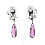 Art Deco AGL Certified Natural Pear Pink Topaz and Diamond Earrings, Platinum