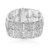 Wide Platinum Diamond Art Deco Bracelet