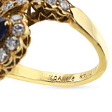 Van Cleef & Arpels French Double Pear Shape Sapphire and Diamond Cocktail Ring