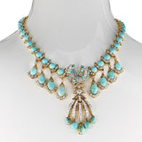 Turquoise and Diamond Fringe Necklace, Detachable Brooch, 18k