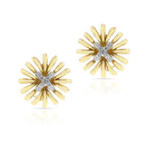 Gold and Diamond Flower Earrings, 18k