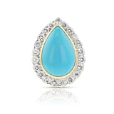 1970s David Webb Turquoise Cabochon and Diamond Ring, 18k and Platinum