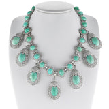 Turquoise Cabochon and Diamond Statement Necklace, 14k