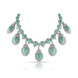 Turquoise Cabochon and Diamond Statement Necklace, 14k