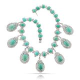 Turquoise Cabochon and Diamond Statement Necklace, 14k