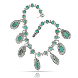 Turquoise Cabochon and Diamond Statement Necklace, 14k