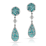 GIA Certified Paraiba Tourmaline Dangling Earrings, Platinum and White Gold