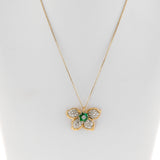 Floral Diamond and Emerald Earring, Ring, Pendant Set, 18k