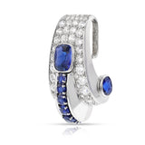 GIA Certified Bancelin Art Deco Natural Sapphire and Diamond Pendant, Platinum