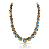 French Van Cleef & Arpels Turquoise Cabochon and Diamond Necklace by Pery et Fils, 18k and Platinum
