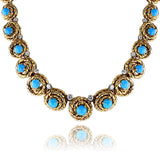 French Van Cleef & Arpels Turquoise Cabochon and Diamond Necklace by Pery et Fils, 18k and Platinum