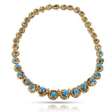 French Van Cleef & Arpels Turquoise Cabochon and Diamond Necklace by Pery et Fils, 18k and Platinum