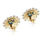 Cartier Paris Turquoise Cabochon Floral Earrings, 18k and Platinum