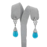 GIA Certified Natural Turquoise Drops and Diamond Earrings, 14k