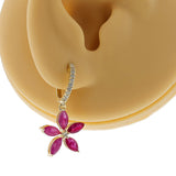 Marquise Floral Ruby and Diamond Hoop Earrings, 18k