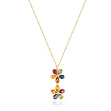 Double Multi-Sapphire and Diamond Floral Pendant, 18k