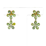 Double Green Sapphire and Diamond Floral Earrings, 18k