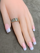 Van Cleef & Arpels Three Marquise with Round Diamonds Engagement Ring, 18K White